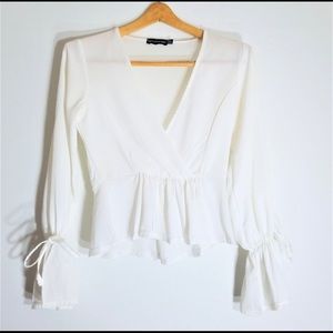 Pretty Little Thing White Cropped Wrap Top